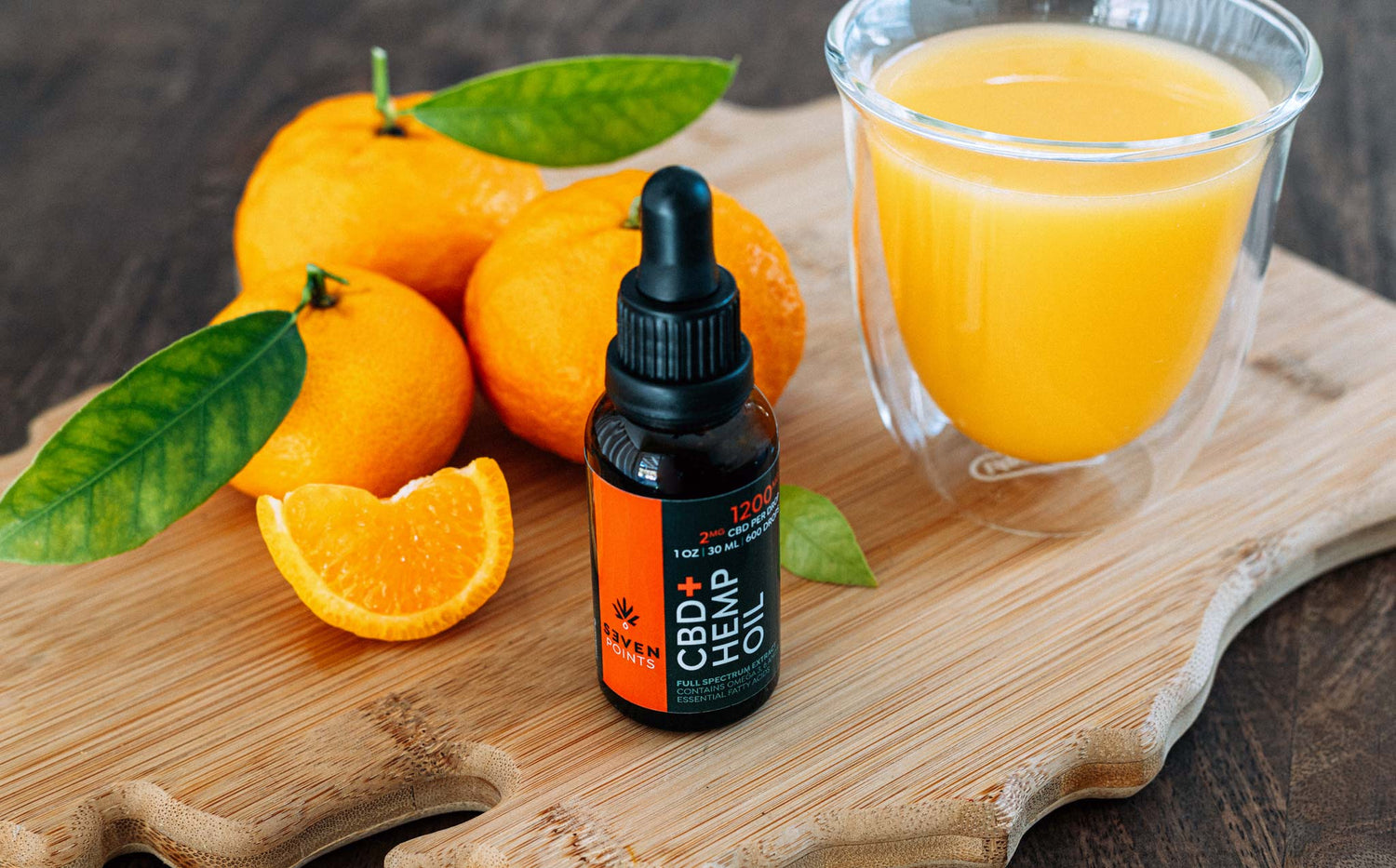 Seven Points CBD tincture with oranges