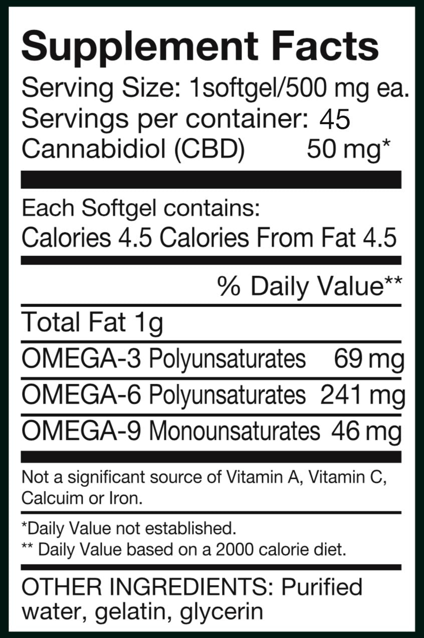 50mg Full Spectrum CBD Gelcaps