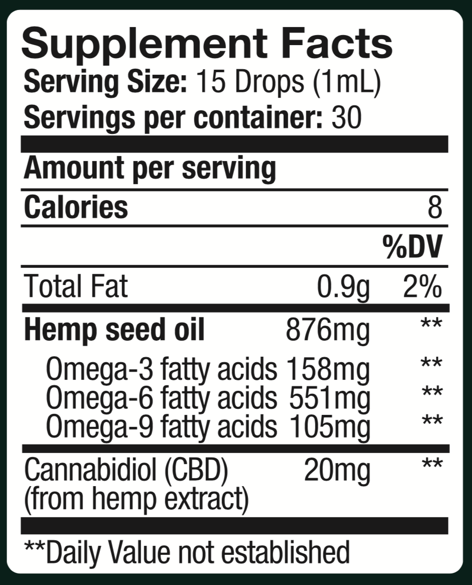 Seven Points CBD 600mg Tincture supplement facts